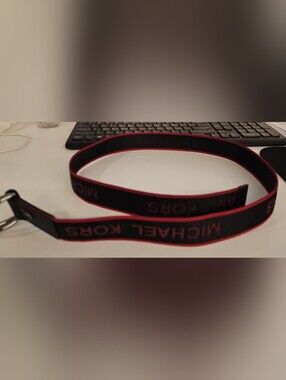 Michael Kors Black and Red Branded Ribbon Strap